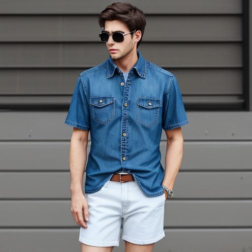 FD/Men Short-sleeves Shirt (Denim)